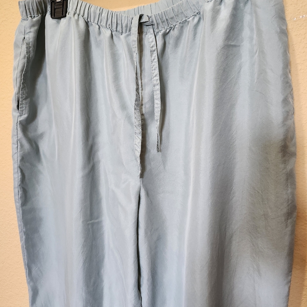 Soft Surroundings Light Blue Drawstring Wide-Leg Pants
